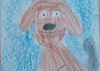 Powiększ zdjęcie: Praca przedstawiająca psa