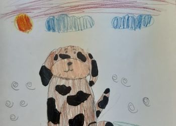 Powiększ zdjęcie: Praca przedstawiająca psa